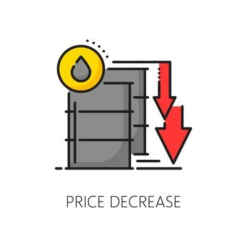Oil price decrease graph line icon, energy crisis Stock Illustration