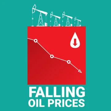 Oil price falling down graph illustration. vector Illustrazione stock