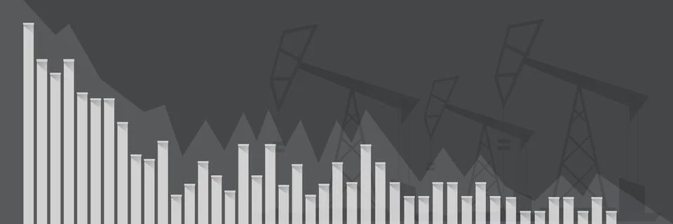 Oil price falling down graph vector concept horizontal banner with arrows and Stock Illustration