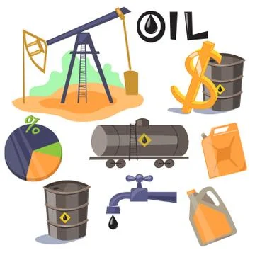 Oil Production Infographic Elements Vector Stock Illustration
