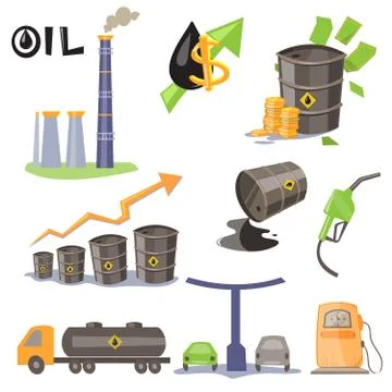 Oil Production Infographic Elements Vector Stock Illustration