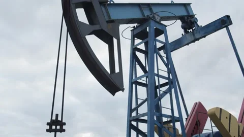 Oil production using a pumping station Stock Footage 144740604