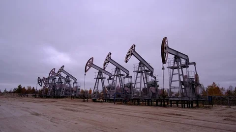 Oil production wells. Siberia. Stock Footage
