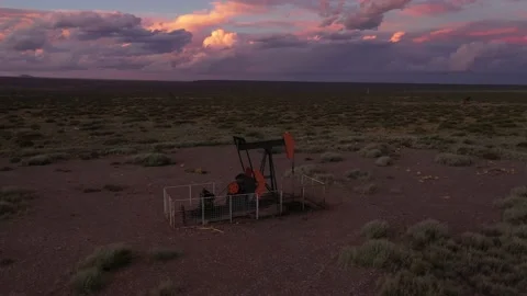 Oil pump with beautiful background. Stock Footage 151024473