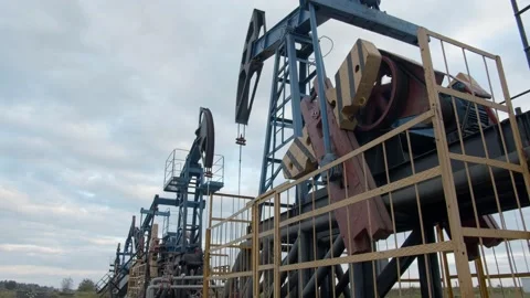 Oil pump complex. Extraction of oil products Stock Footage 144742120
