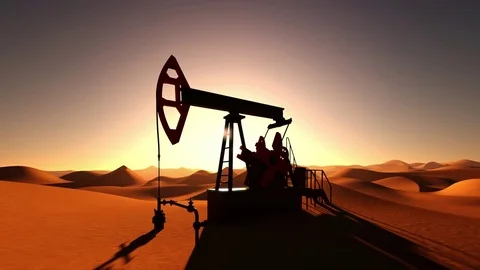 Oil Pump in desert Stock Footage 83600405