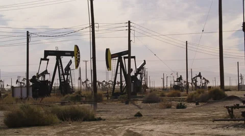 Oil Pump Field Fracking Stock Footage 68767020