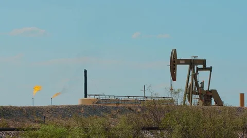 Oil Pump with Flame Burn Off Stock Footage 80834099