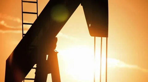 Oil Pump Jack in Close-up Stock Footage