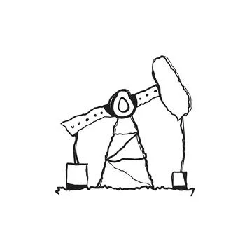 Oil Pump Jack Hand Drawn Sketch Icon Stock Illustration