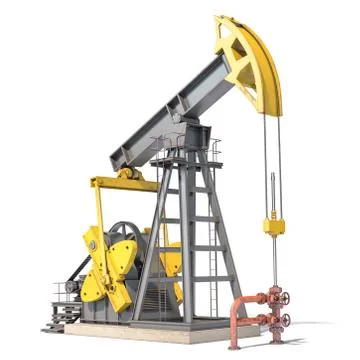 Oil pump jack isolated on white background. Иллюстрация