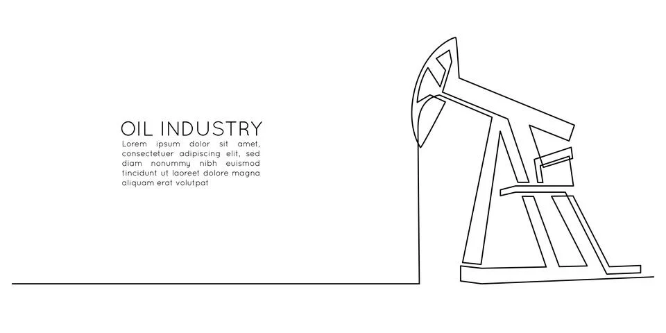 Oil pump jack platform of One continuous line drawing. Drilling rig petroleum Stock Illustration
