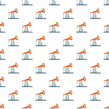 Oil pump jack seamless pattern for energy theme Stock Illustration