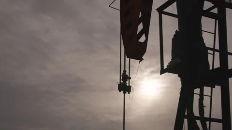 Oil Pump Jack - Silhouette Stock Footage 270996865