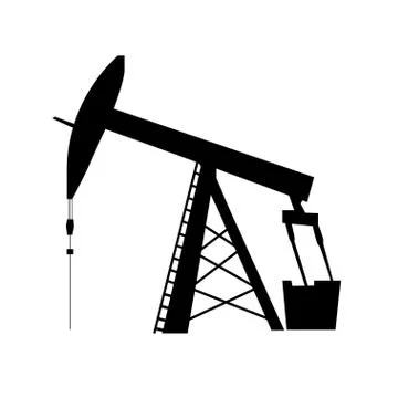 Oil pump jack silhouette 库存插图
