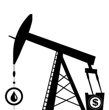 Oil pump jack silhouette 库存插图