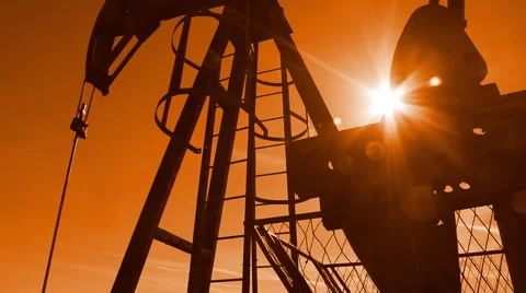 Oil Pump Jack at Sunset Stock Footage 47464583