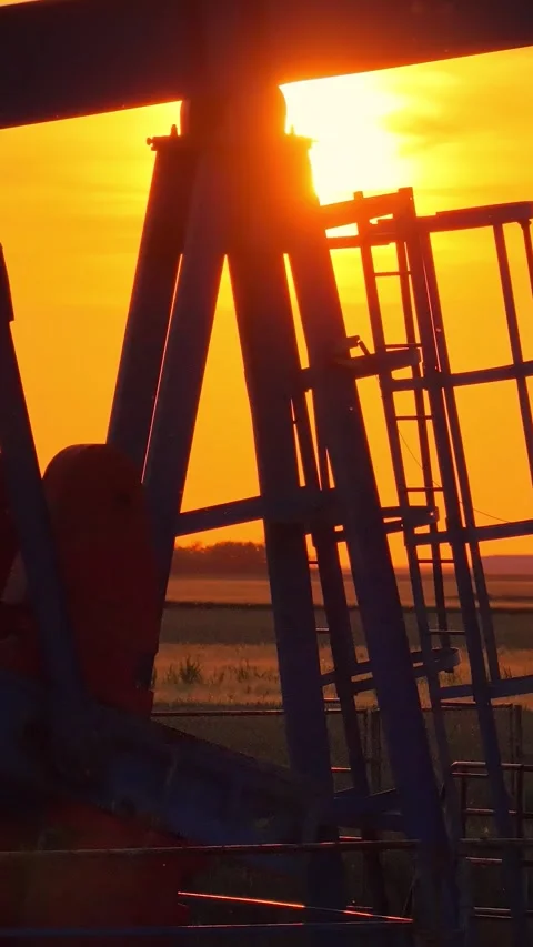 Oil Pump Jack at Sunset Stock Footage 337115992