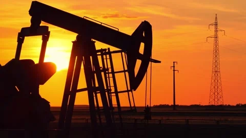 Oil Pump Jack at Sunset Stock Footage 337116054