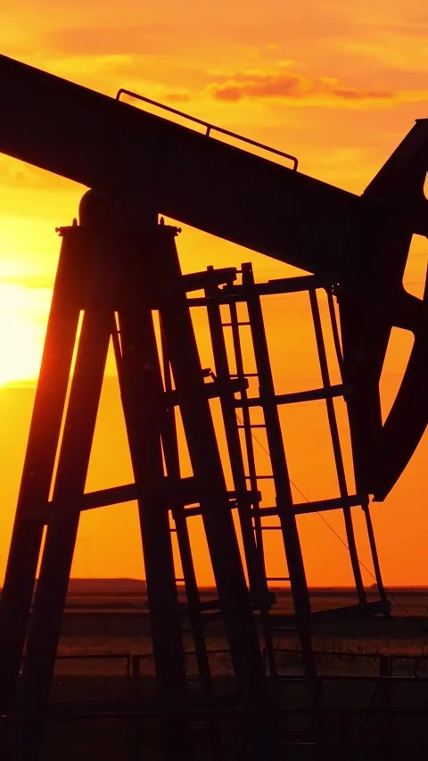 Oil Pump Jack at Sunset Stock Footage 337116055