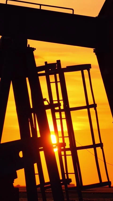 Oil Pump Jack at Sunset Stock Footage 337116069