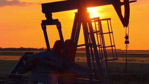Oil Pump Jack at Sunset Stock Footage 337116171