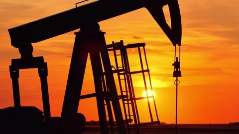 Oil Pump Jack at Sunset Stock Footage 337116189