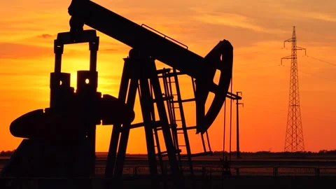 Oil Pump Jack at Sunset Stock Footage 337116230