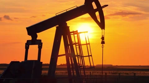 Oil Pump Jack at Sunset Stock Footage 337116258
