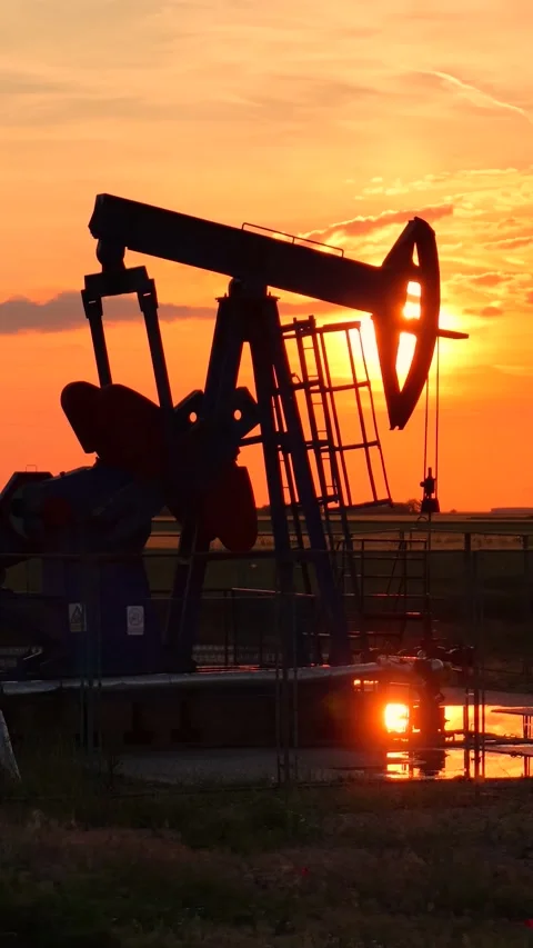 Oil Pump Jack at Sunset Stock Footage 337116274