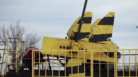 Oil Pump jacks Working Stock Footage 58837701