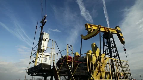 Oil Pump jacks Working Stock Footage 58837919