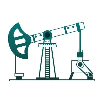 Oil pump machine in blue lines 스톡 일러스트