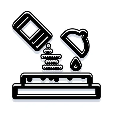 Oil pump processing liquid fuel dropping into container Stock Illustration