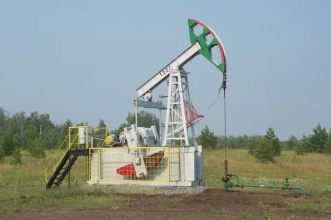 The oil pump pumps Stock Photos