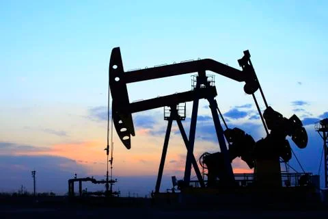 The oil pump is running. Stock Photos