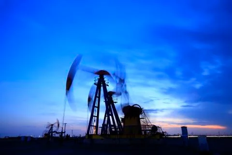 Oil pump is running Stock Photos