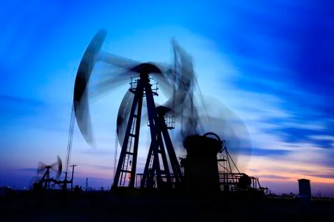 The oil pump is running. Stock Photos