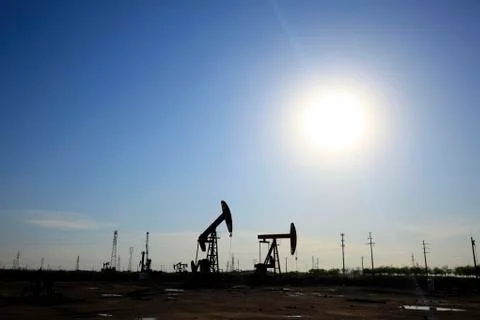 The oil pump is running. Stock Photos