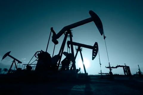 The oil pump is running. Stock Photos