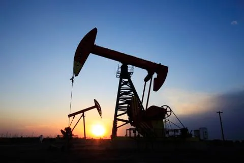 The oil pump is running. Stock Photos