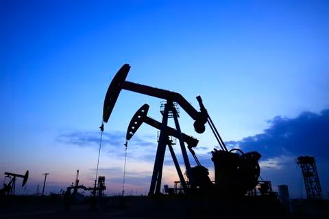 Oil pump is running Stock Photos