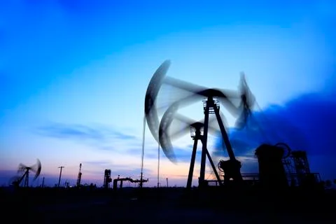 The oil pump is running. Stock Photos