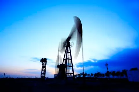 The oil pump is running. Stock Photos