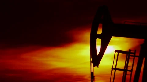Oil pump running in sunset-slow motion Stock Footage 41699299