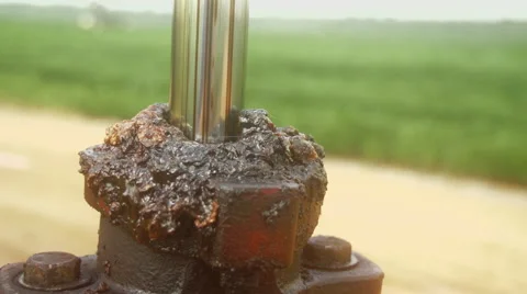 Oil Pump Stuffing Box Close Up Video stock 43350808