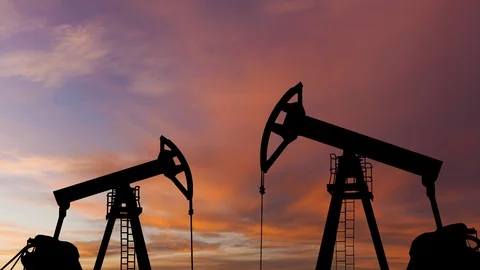 Oil pump on a sunset background. World Oil Industry. Timelapse. Stock Footage 126230110