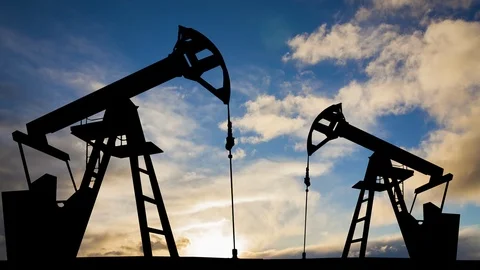 Oil pump on a sunset background. World Oil Industry. Timelapse. Stock Footage 126232905