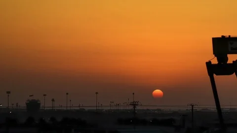 Oil Pump Timelapse at Sunset - Pan Stock Footage 87671947