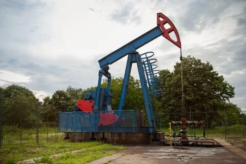 Oil pump in the upper position Stock Photos